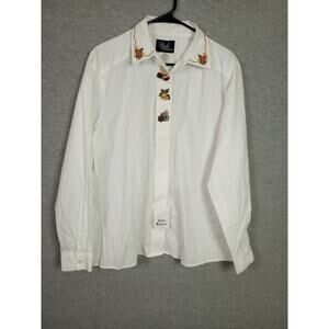 Women Long Sleeve Shirt 18 White Christmas Holiday Ornaments